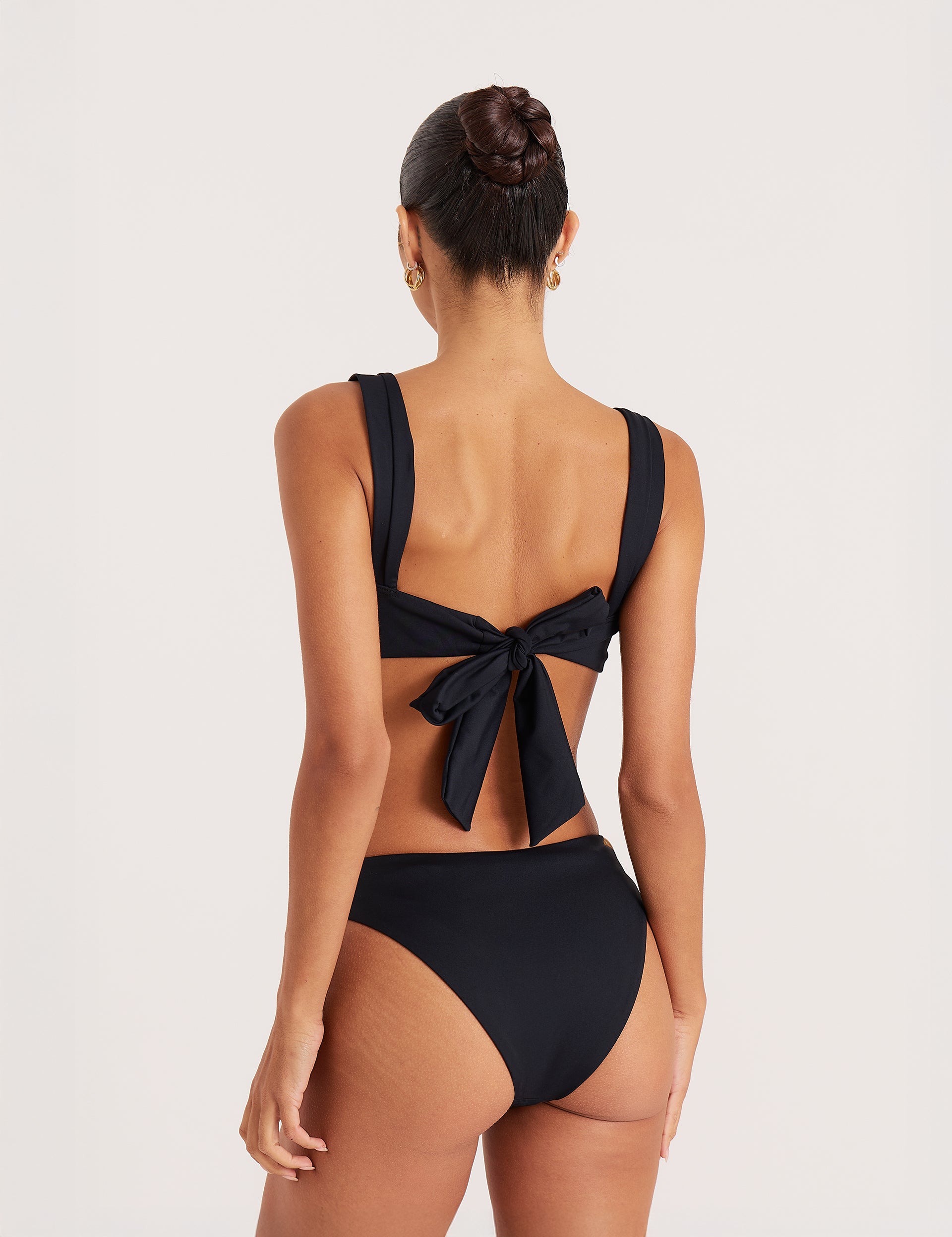 Black High Leg Tortoiseshell Detail Bikini Bottom